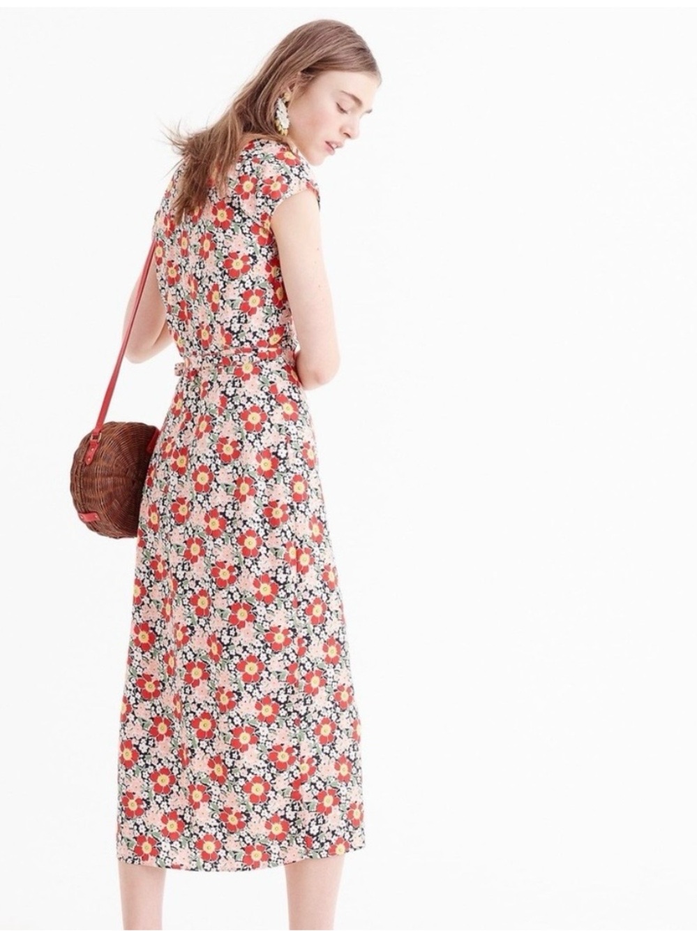 J. Crew Mercantile Floral Wrap Midi Dress - XSmall - Picture 2 of 7
